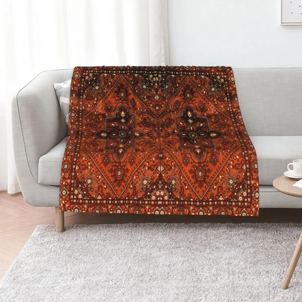 Orange Oriental Heritage Antique Traditional Moroccan Style Artwork Throw Blanket Weighted Hair Plaid Luxury Brand Blankets