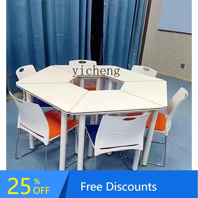 

LYY Hexagonal Training Table and Chair Combination Hexagonal Experiment Smart Classroom Student Splicing Table