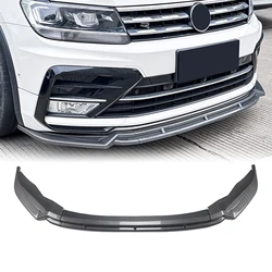 Front Bumper Spoiler Lip For Volkswagen VW Tiguan MK2 R Line 2017-2020 Carbon Fiber Look / Gloss Black Lower Splitter Protector
