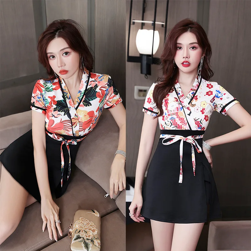 Dress Suit Beauty Salon Beautician Uniforms for Women Short-Sleeved Skirt Foot Spa Massage Technician Aesthetic Sexy Overalls