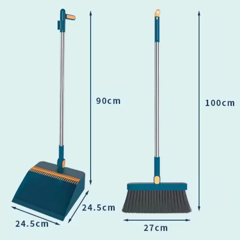 Broom and Scoop Set Folding Household Plastic Sweeping Kitchen Wood Floor Pet Hair Broom and Scoop Set Tools Cleaning Product