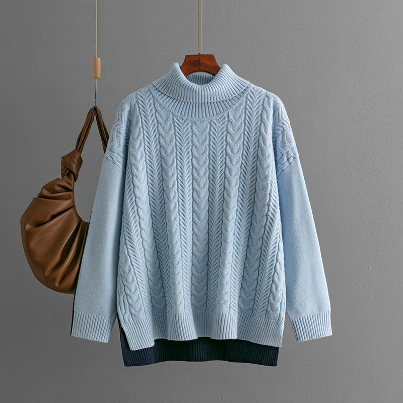 

Two-tone Patchwork Jacquard Loose Stylish Slimming Top Autumn Winter 2025 Long Sleeve Knit Sweater