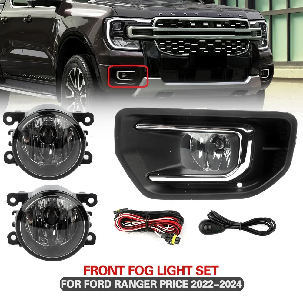 

1 Set Front Bumper Foglight Fog Lights Day Light for Ford Ranger 2022 2023 2024