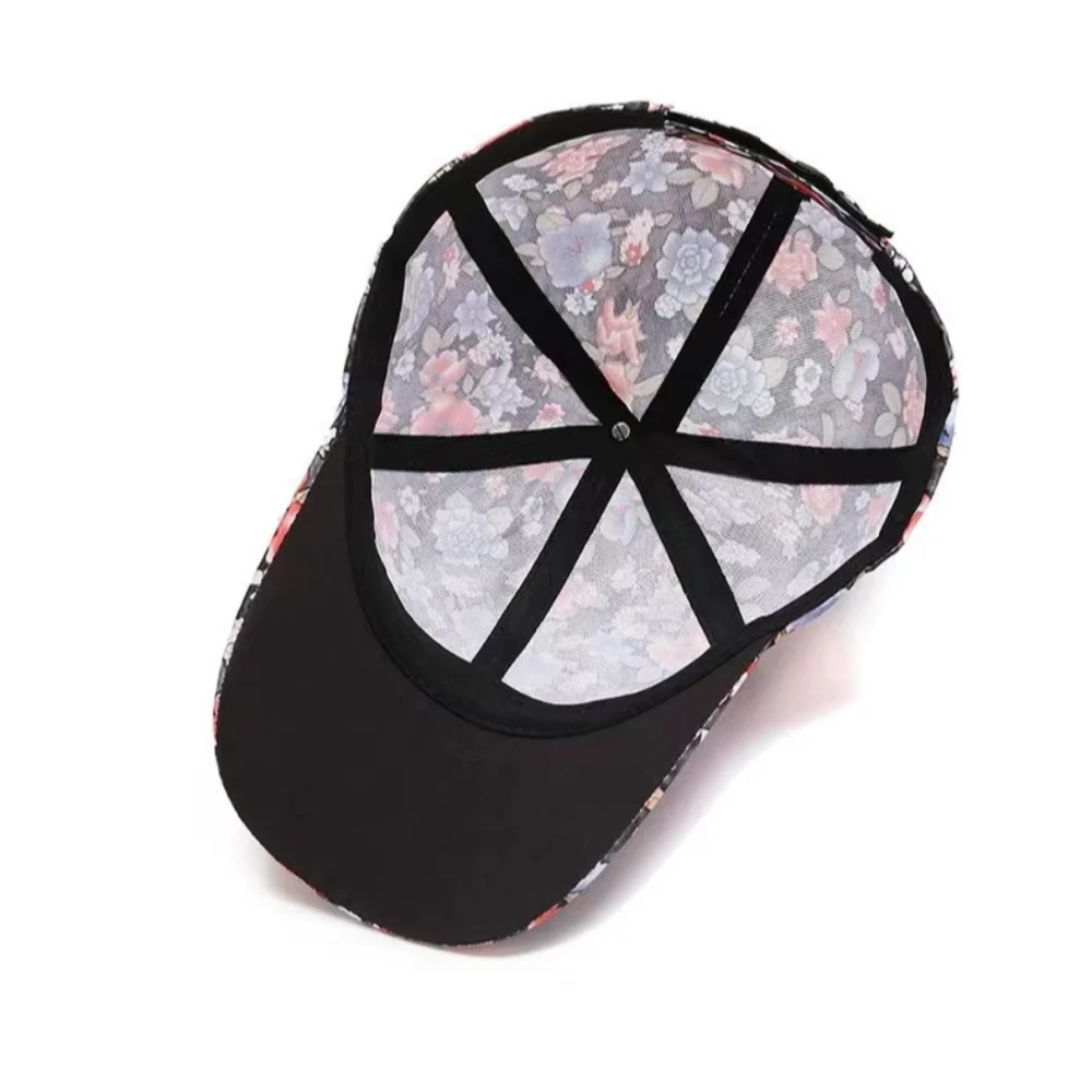 Floral Print Cotton Baseball Caps Fashion Adjustable Breathable Elegant Visors Cap Casual Vintage Peaked Cap Women