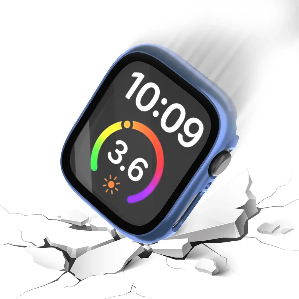 Стекло + чехол для Apple Watch, чехол 45 мм, 40 мм, 41 мм, 44 мм, защитная пленка для экрана, защитный бампер для iWatch series 9 8 7 6 SE 5 4