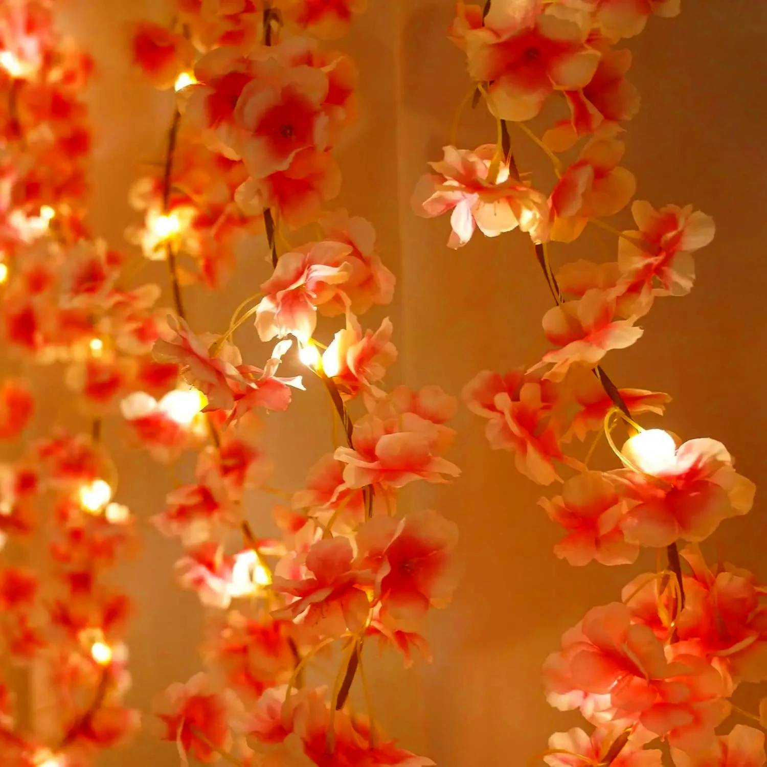 

Cherry Room Decor Aesthetic Artificial Plants Garland Artificial Flower Vines Lights for Bedroom Party Holiday Decoration