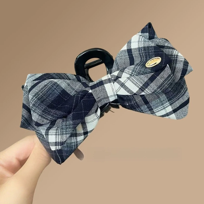 

Classic Plaid Bow Claw Clip Women Elegant Gold Label Shark Hair Clip Fashion Hair Accessories for Women