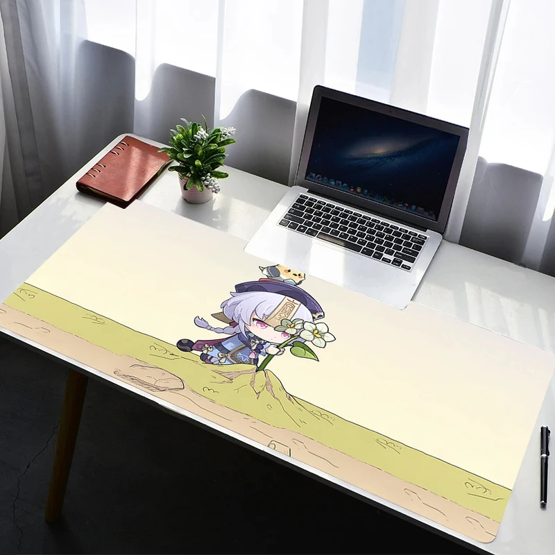 Mouse Pad Laptop Non Slip Extended Desktop Mouse Mat PC Anime HD Keyboard Pad G-genshin Impact Qiqi Gaming Accessories Mousepad