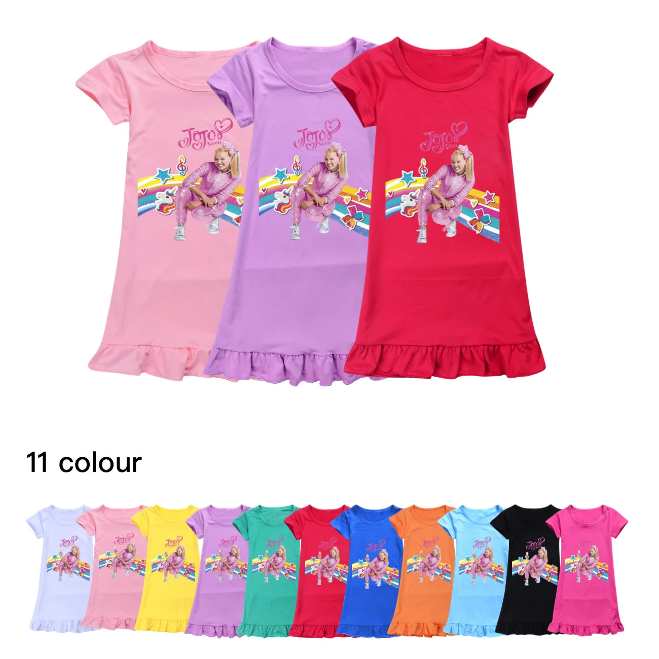 New Girls Nightgown Cotton JOJO Siwa Dresses for Girls Baby Sleepwear Summer Teenage Girl SleepDress Child Night Gown