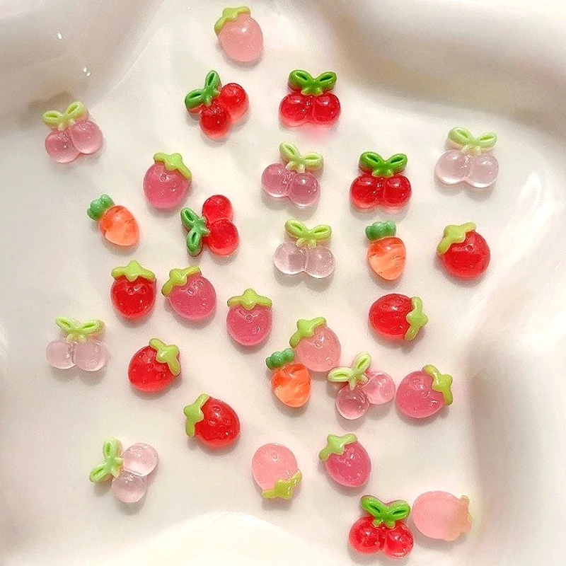 

Colorful Cartoon Cherry Strawberry Carrot Cute Mushroom Charm Nail Art Decorations Supplies Manicure Tools Accessories Wholesale