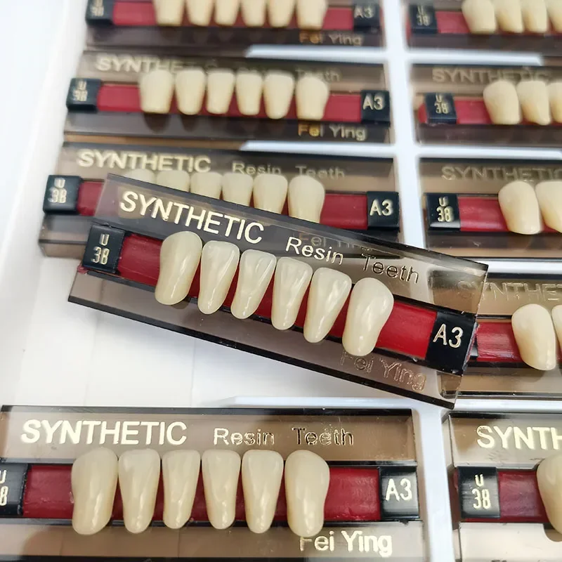 16/12 Sätze/Box Dental Anterior Posterior Polymer Prothese Wirtschaftlicher Zahn A2 A3 2 Schichten Zahnmedizinische Materialien