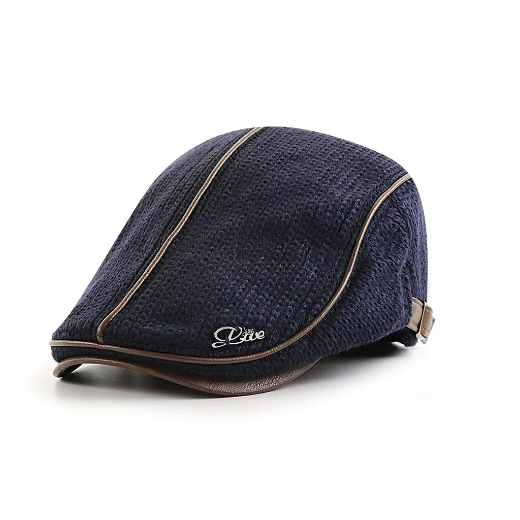 

JAMONT New Autumn Winter Hat for Men Cap black Beret Knitted Hats Warm Berets Male Visor Casquette Casual Flat Cap England Style