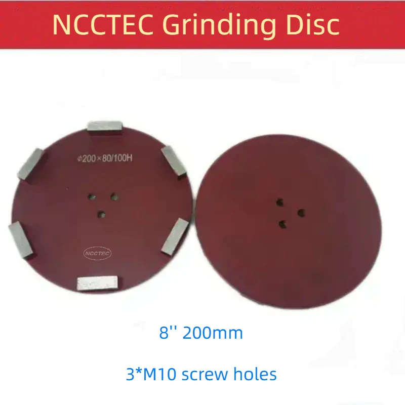 [3*M10 Screw Holes] 8'' Diamond Grinding Polishing Disc with 6 Segments | 200mm Concrete Grinding Disk Plate Wheel Tool Grinder