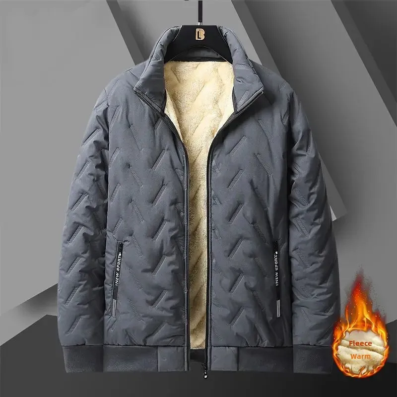 

Men's Windproof Thickened Cotton Padded Jacket, Autumn Winter Warm Coat, Loose Fit Zip Up Casual Business Style Outwear
