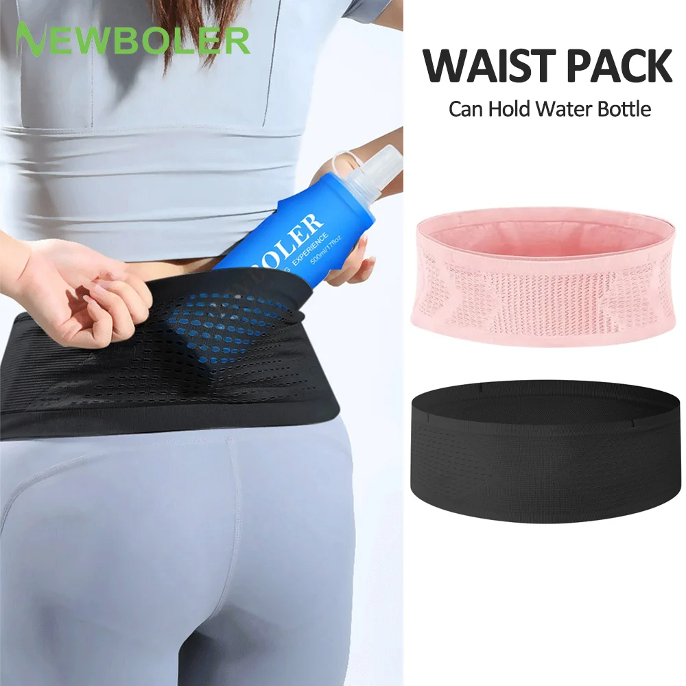 NEWBOLER Running Waist Bag Men Women Invisible Trail Running Belt Hydration Waist Pack Phone Holder Gym Fitness Marathon