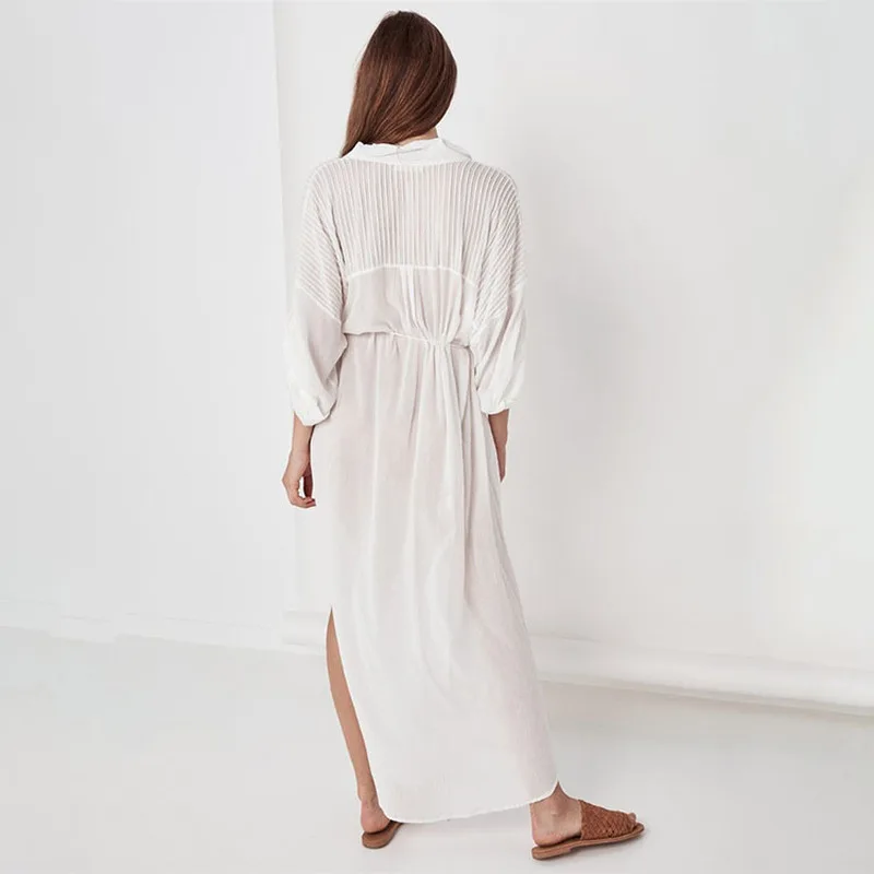 Women Beach Cover Up Knit Tunic Summer Sexy Crochet Dress Swimwear Cover Up Bikini Wrap Sun Protection view 4