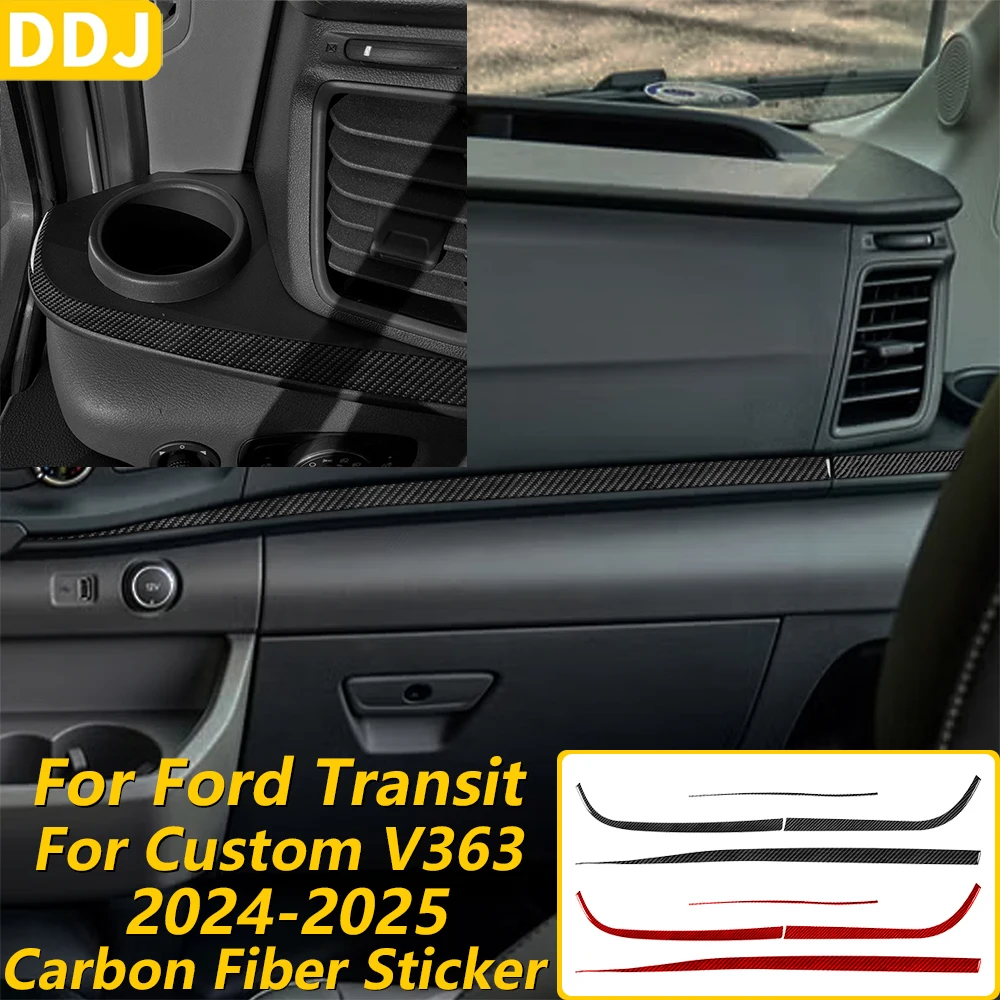 for-ford-transit-custom-v363-2024-2025-carbon-fiber-central-control-instrument-dashboard-trim-strips-set-car-accessories-sticker
