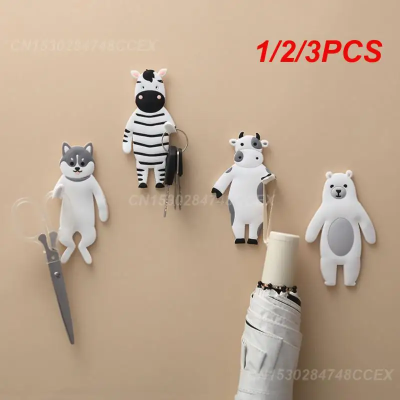 1/2/3PCS Decorative Wall Hook Cartoon Adhesive Hook Waterproof Wall Hanger Rack Wall Hook Key Holder Bendable Hanger