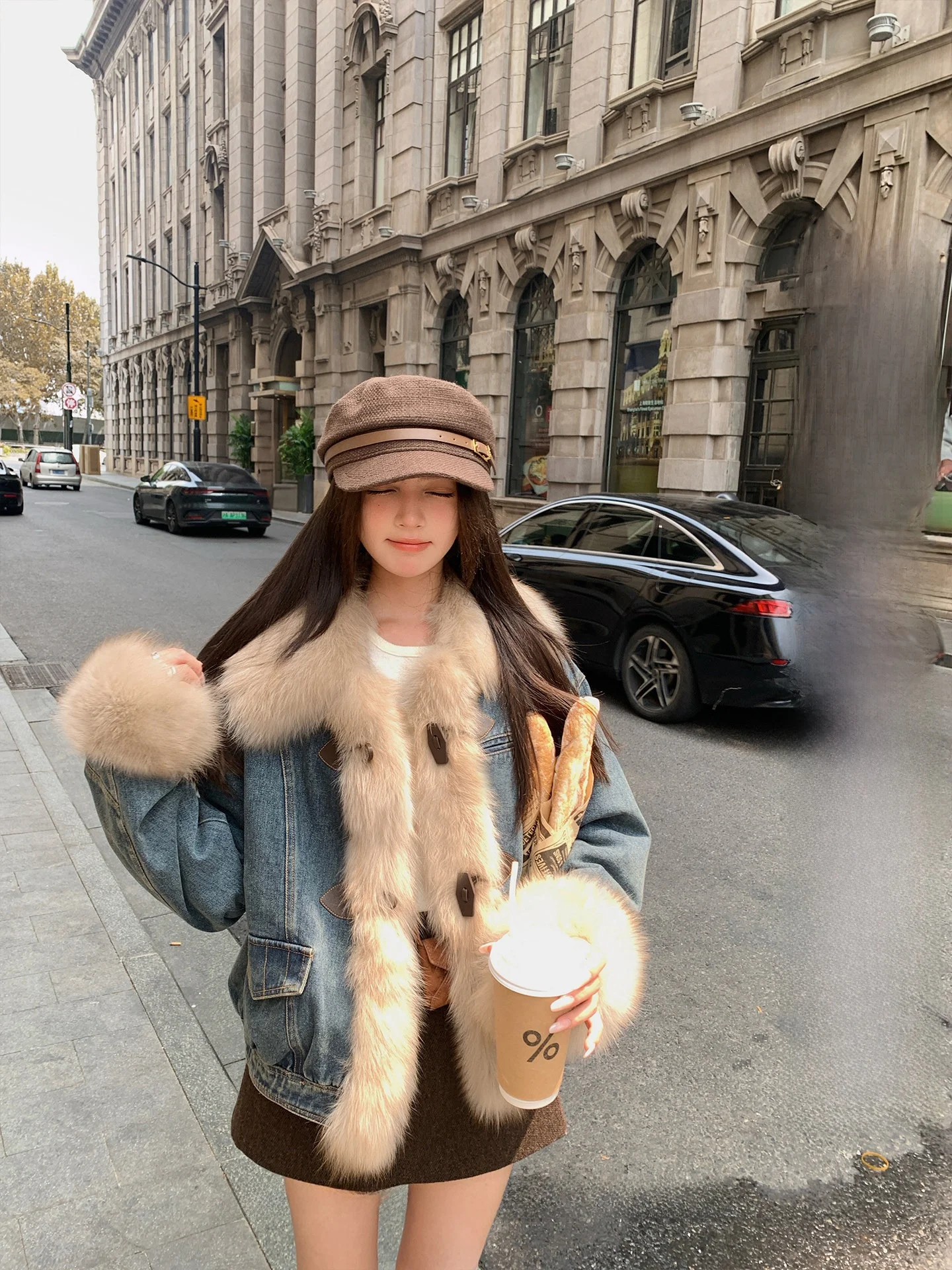 

es Berlin Winter Fur Collar down Jaet ort Young Sle Women's Casual Faion Stand Fit Long Sve Coat