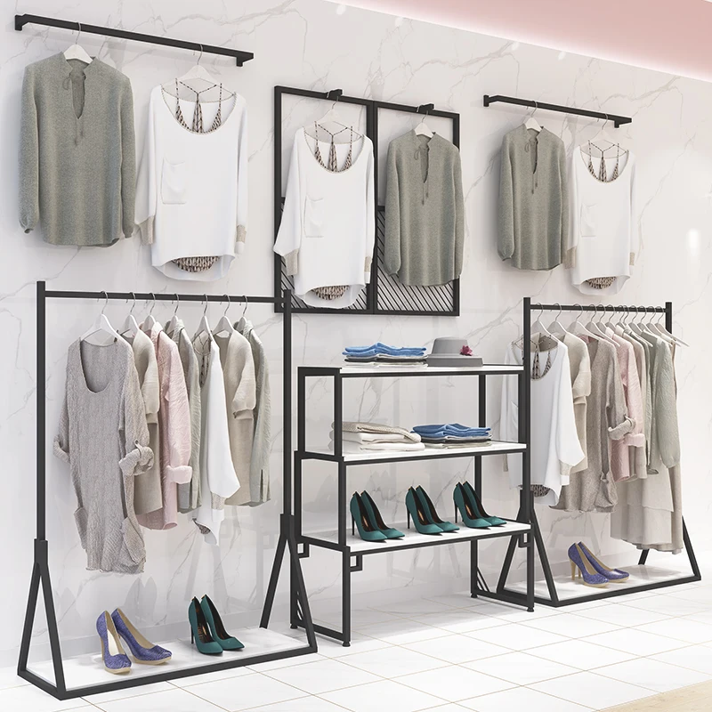 Rack de exposição personalizado para loja de roupas, Modern Garment Stand, Móveis Boutique