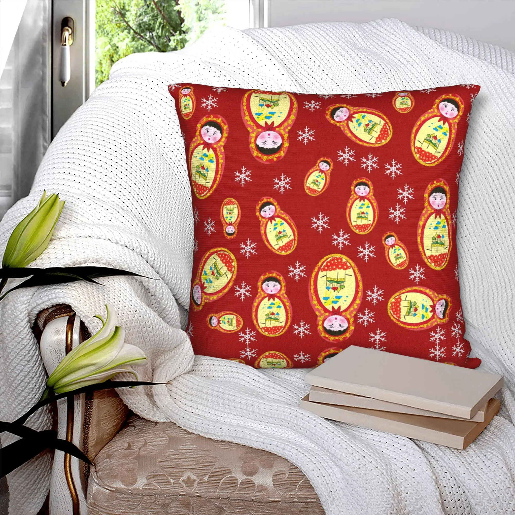 Russian Doll Babushka Matryoshka Pillow Case 45x45cm Home Decor Modern  Cushion Decoration Salon Square Pillowcase