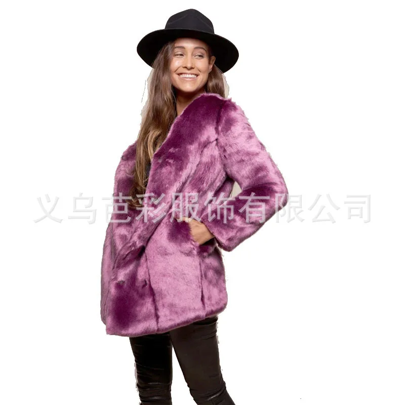 Imitation fur jacket 2020 new listing European and American women's clothing medium and long loose fluff soft rabbit hair Amazon