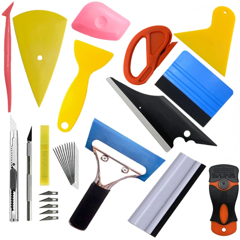 Hot Carbon Fiber Car Tools Vinyl Wrap Film Sticker Wrapping Auto Window Tint Foil Magnetic Stick Squeegee Razor Scraper Tool