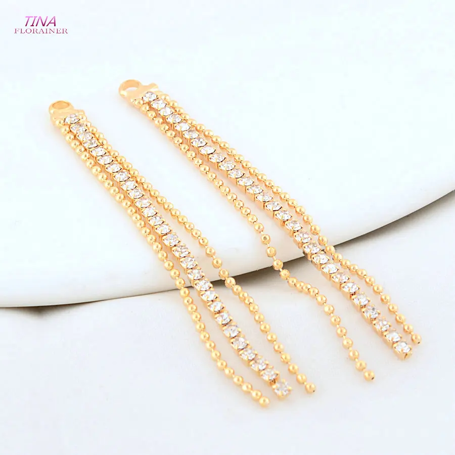 4PCS 60MM 18K Gold Color Brass Tassel Chain Charms Pendants Jewelry Making Supplies Diy Earrings Findings Accessories view 2