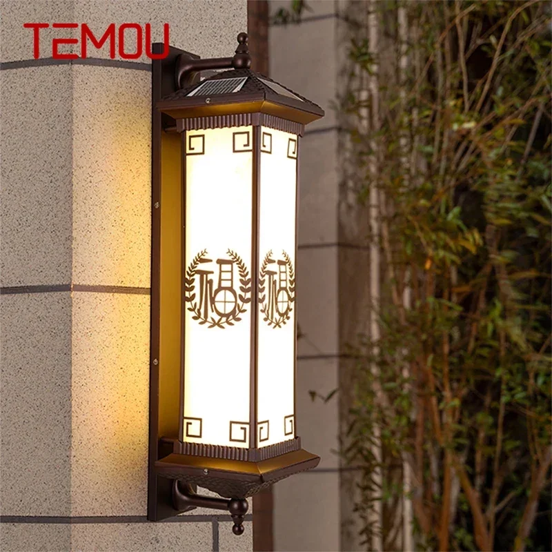 TEMOU Contemporary Solar Outdoor Wall Lamps Simplicity Waterproof Creative Balcony Hallway Courtyard Villa Gate Hotel