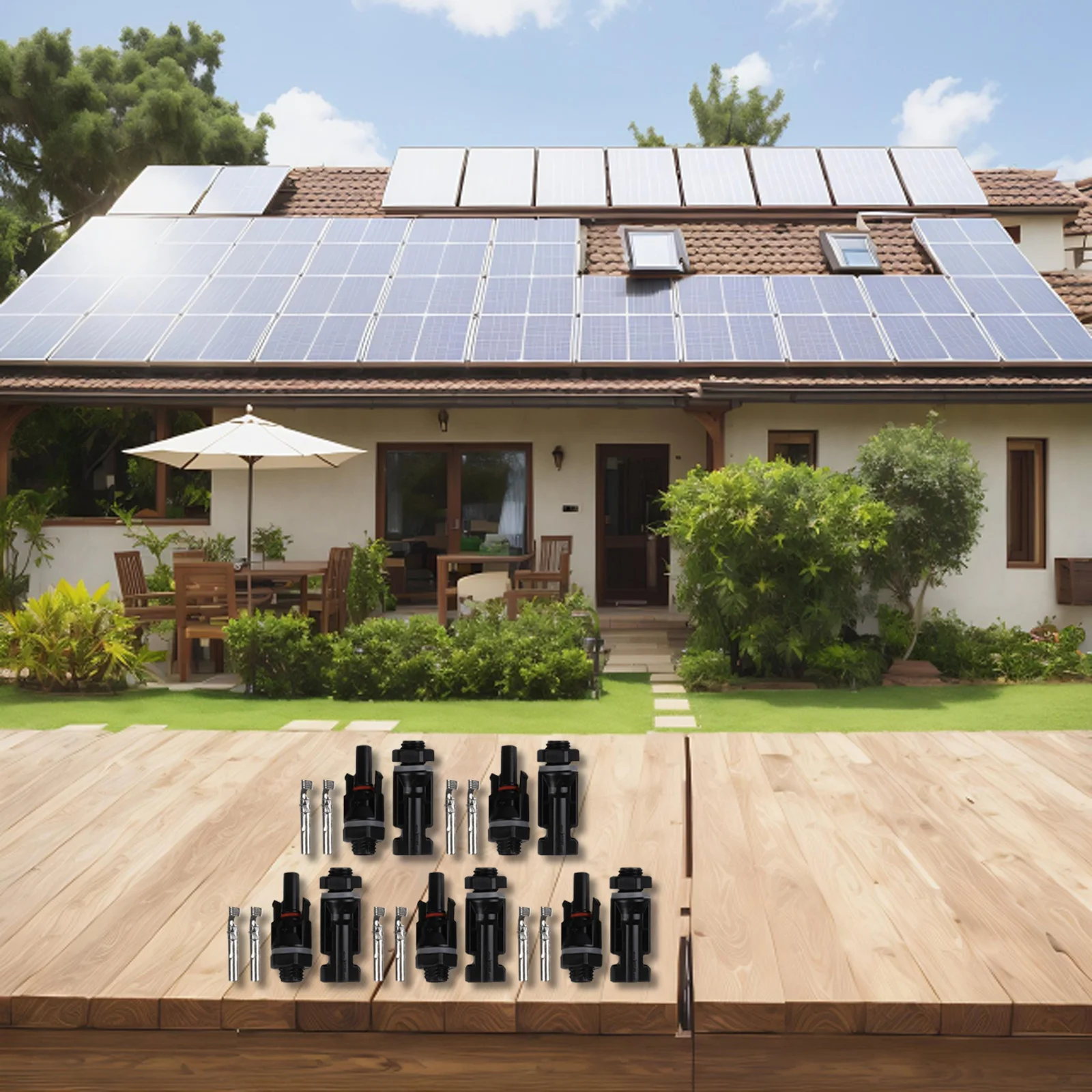 

5 Pair Solar Connector Set Socket Coupling Power Distributor for 2 5mm 4mm 6mm PV Cables 30A DC1000V Insulation Material PC