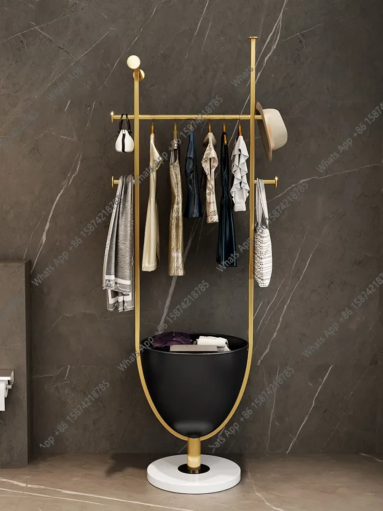 Xx Light Luxury Stainless Steel Titanium Coat Rack Bedroom Floor Hanger Storage Storage Drying Rack