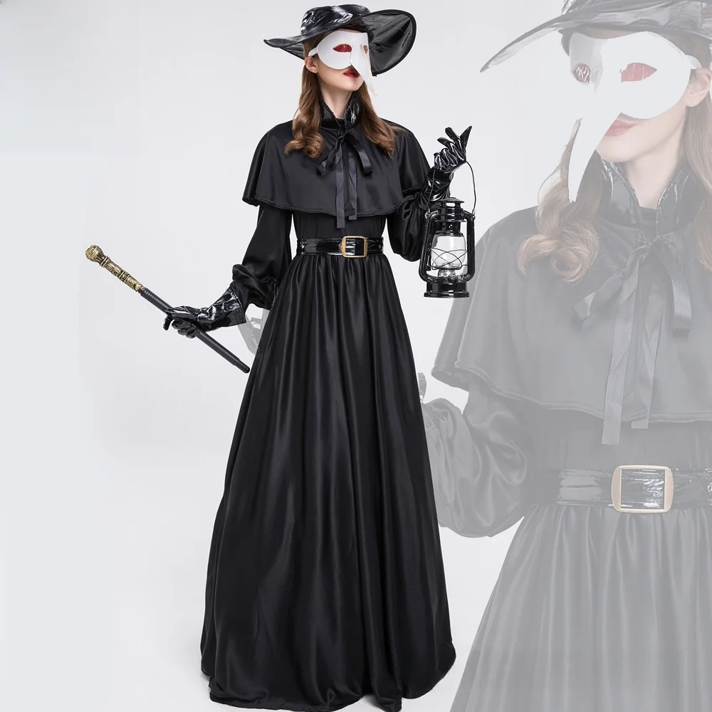 

2025 New loween Costume Crow Doctor k Castle Hero Outfit Plague Mouth Performance Costume Women's Ethnic Stage Clothing