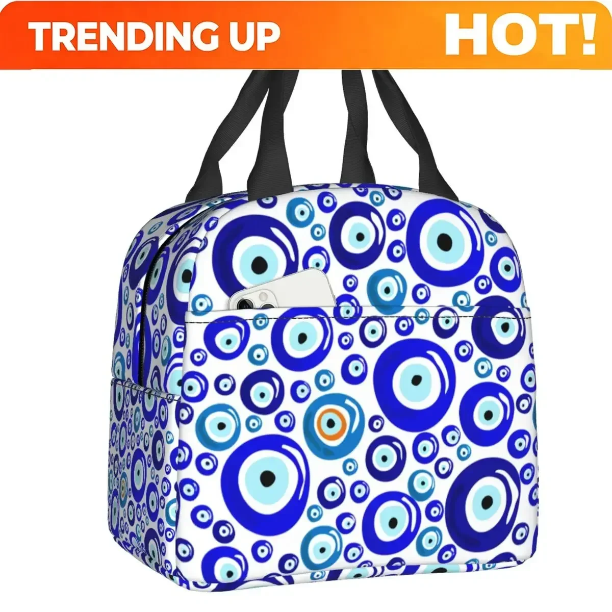 Custom Bag Custom Custom Evil Eye Ethnic Pattern Mystic Greek Amulet Turkish Insulated Lunch Bag For Women Waterproof Thermal Co