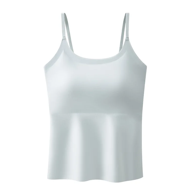 Ice Silk Sling Vest Women's Underwear Chest Pad One-piece Adjustable Large-size Beautiful Back Backing Top Sleepwear Pajamas