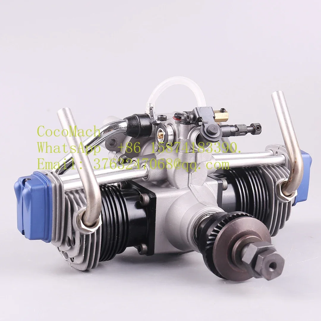 ASP FT160AR Twin-Cylinder Four-Stroke Methanol Engine, 20cc Glow Motor for RC Fixed Wing Airplane
