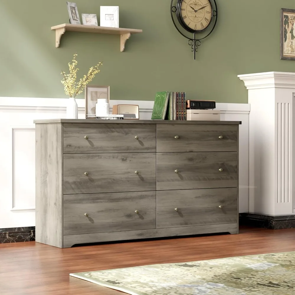 Dresser Wood, Grey Dresser for Bedroom, Long TV Stand, Antique Grey Large