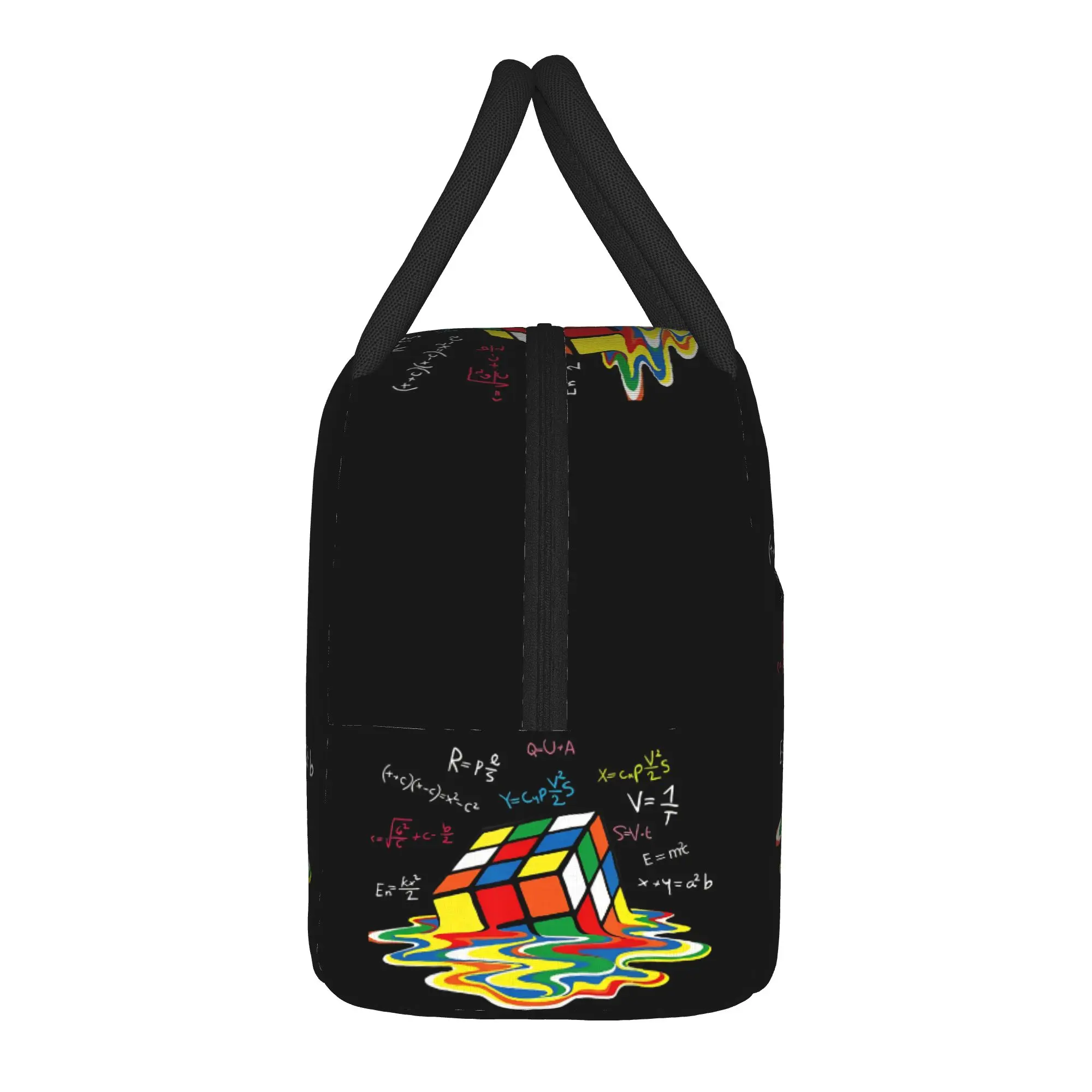 Math Melting Cube Funny Rubix Rubics Player Cube Melt Lunch Bag  Travel Lunch Box For Men Retro Tote Food Bags Oxford Cooler Bag