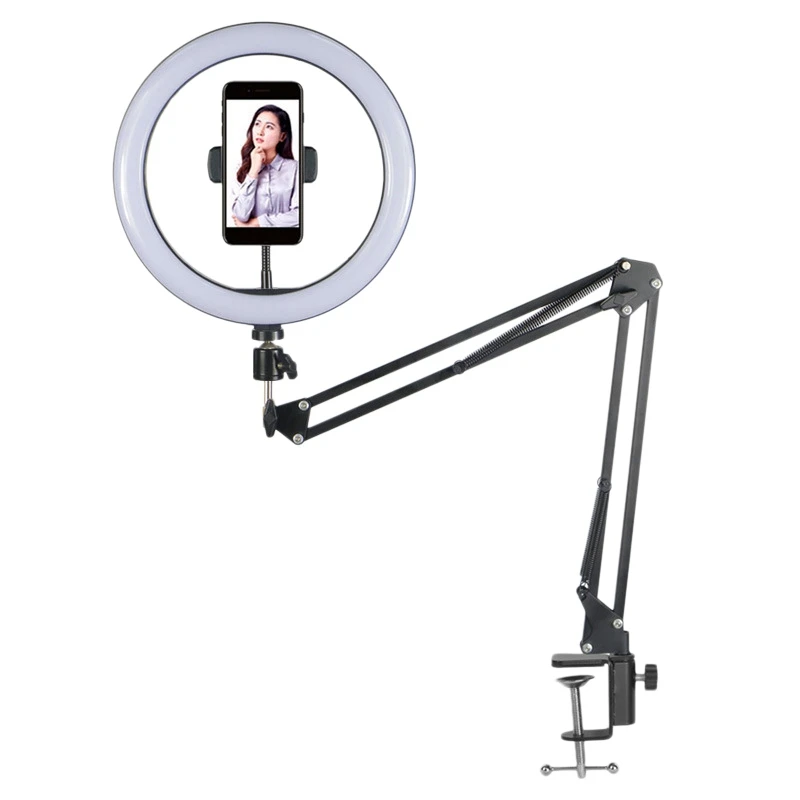 HOT SALE LED Selfie Ring Light Phone Stand Circle Fill Light Dimmable Lamp Tripod Makeup Photography Ringlight With Long Arm