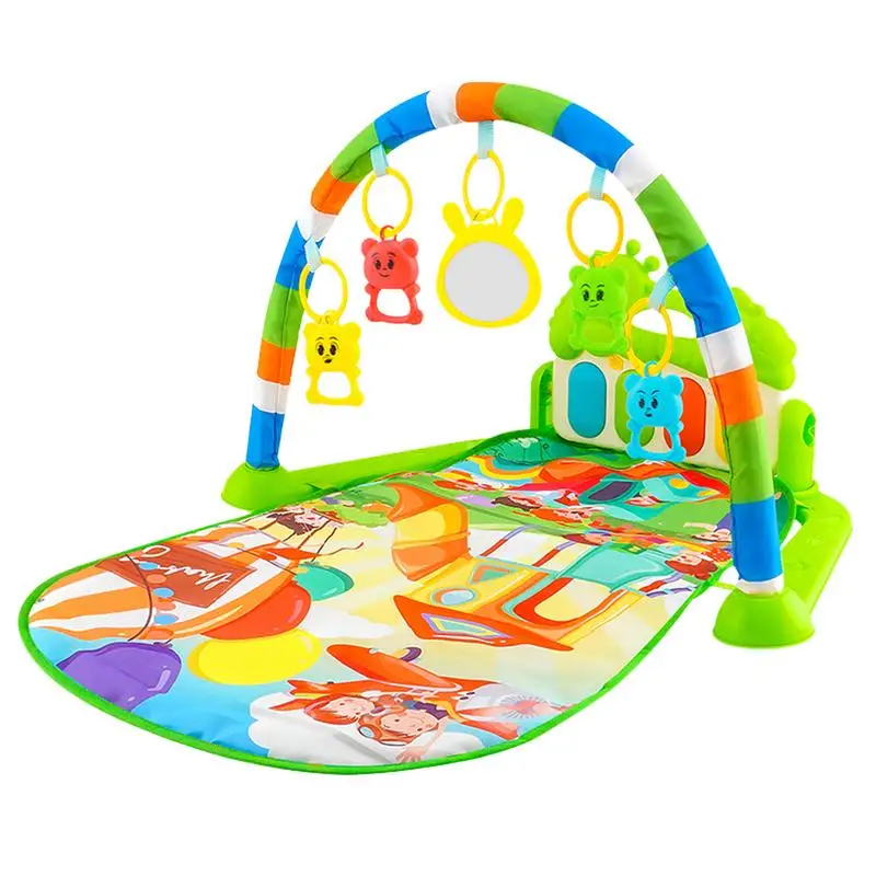 

Toddler Gym Kids Playmat Kick Piano Gym Learning Toy Play Piano Kids Activity Mat With 5 Toys For To Toddler Play Ages 3-6-12