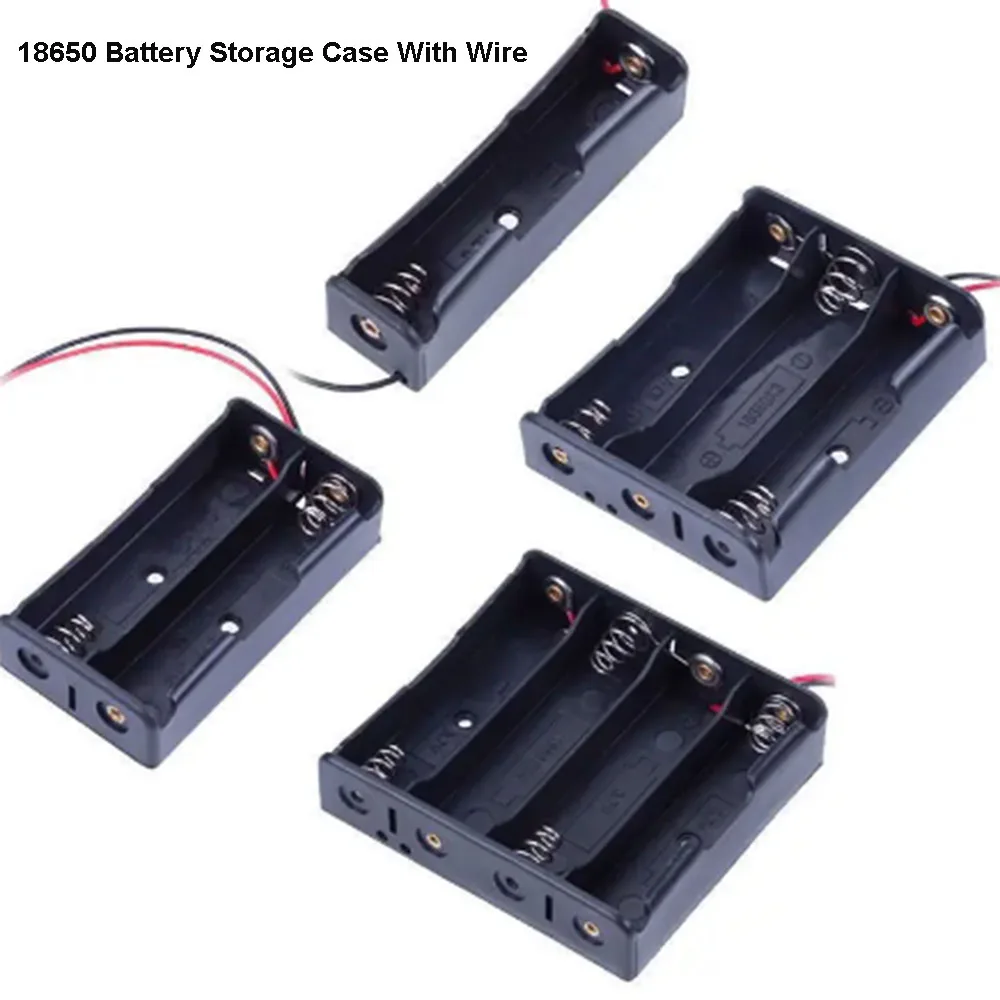 18650 Battery Storage Case With Wire  1 2 3 4 Slot Way DIY Batteries Clip Holder Container