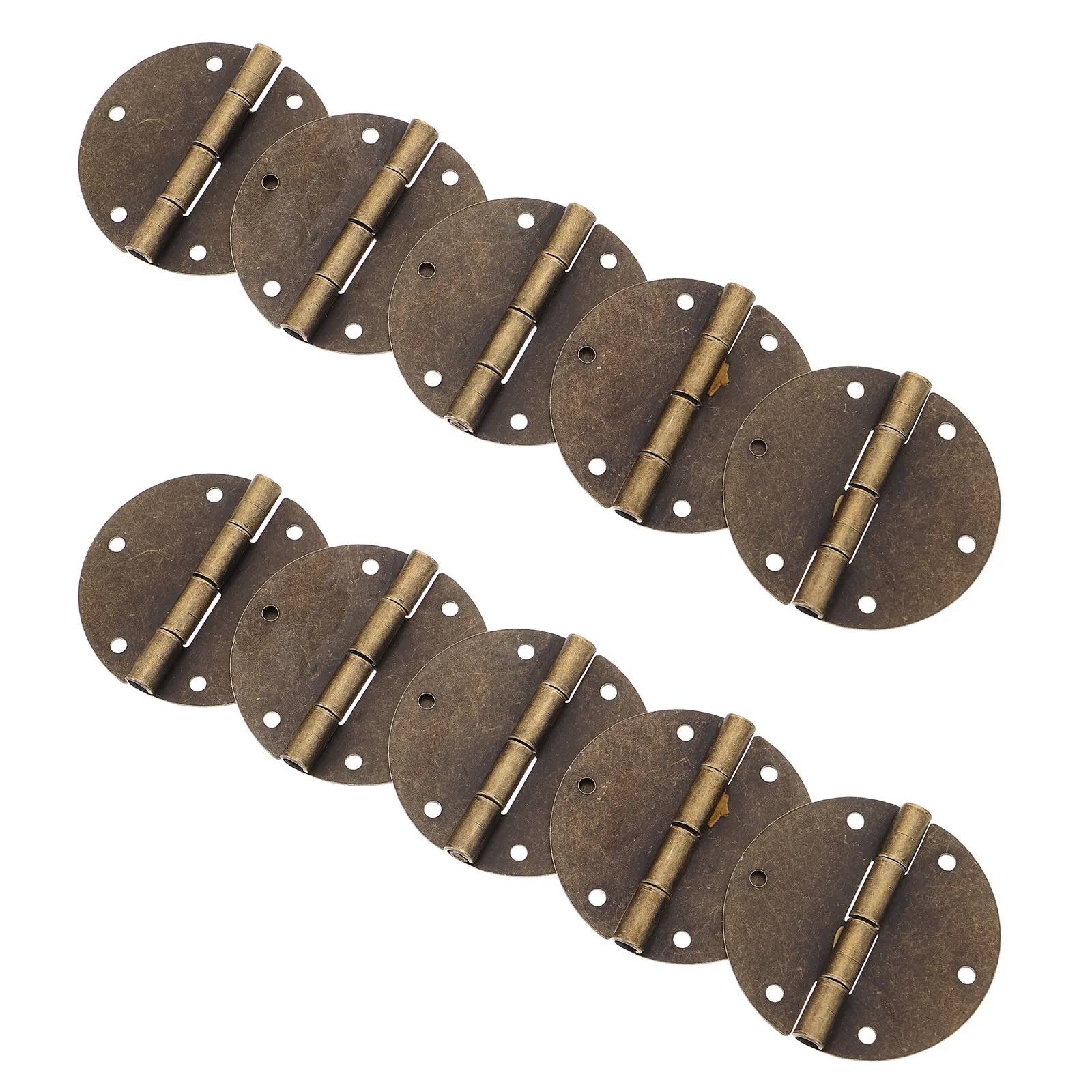 10Pcs Vintage Round Cabinet Hinge Bronze Furniture Hardware Door Drawer DIY Jewelry Box Wooden Treasure Chest Small