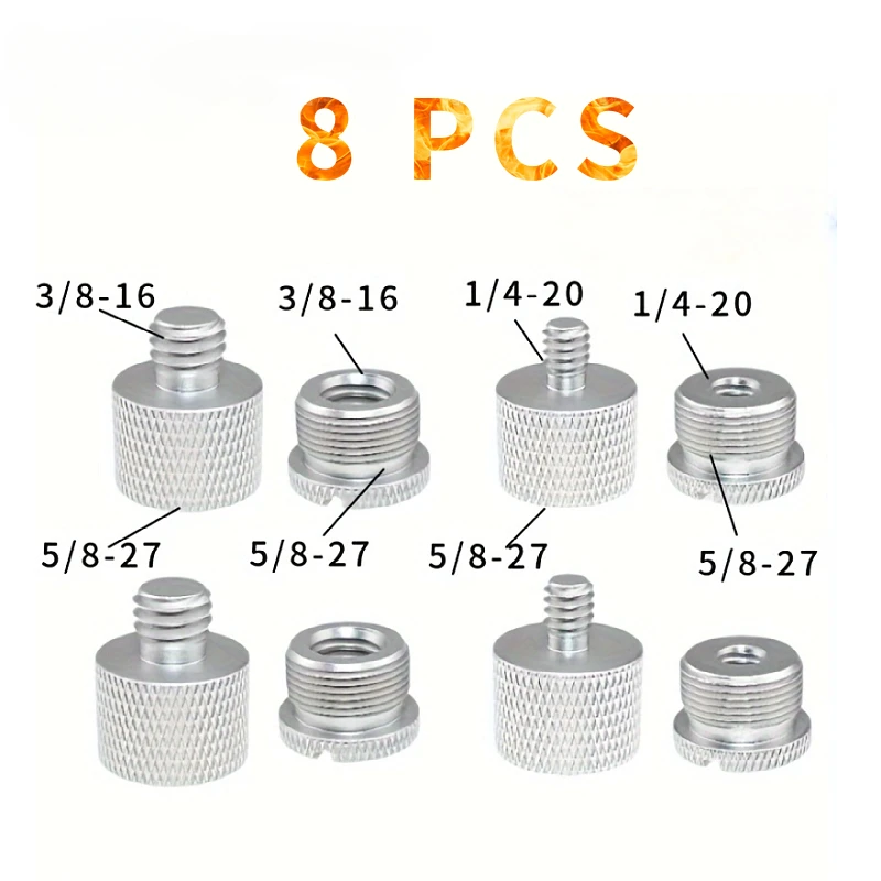 8-teiliges Mikrofonständer-Gewindeadapter-Set 1/4, 3/8 Stecker auf 5/8 Buchse Mikrofonständer-Befestigungsschraubenadapter – Detail 2