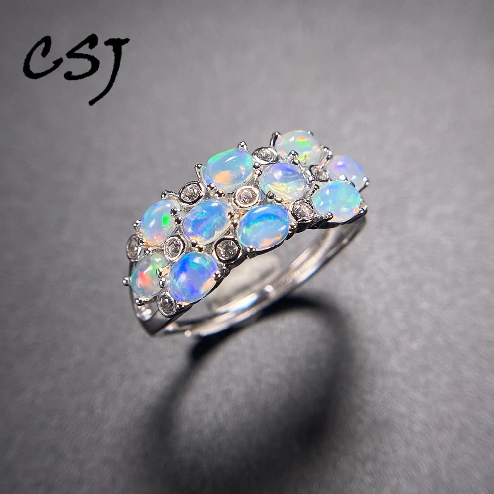 Elegant Natural White Opal Rings Sterling 925 Silver October Birthstone 3*4mm for Women Birthday Lady Wedding Party Fine Jewelry
