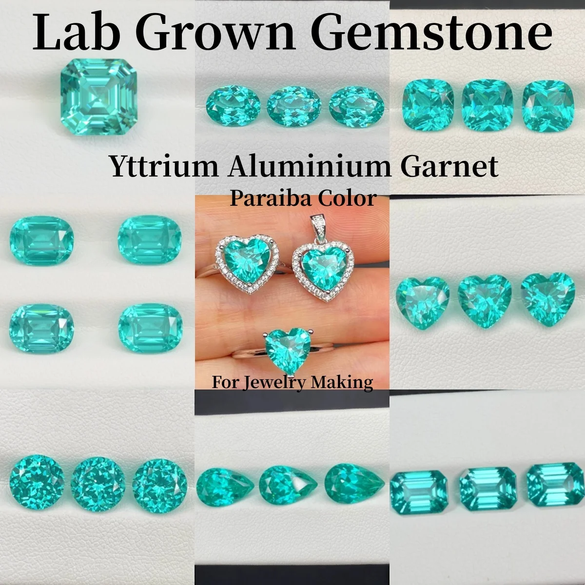 New Paraiba Yttrium Aluminium Garnet Loose Gemstones Lab Diamonds Round/Heart/Pear/Oval/Asscher YAG Stones For Jewelry Making