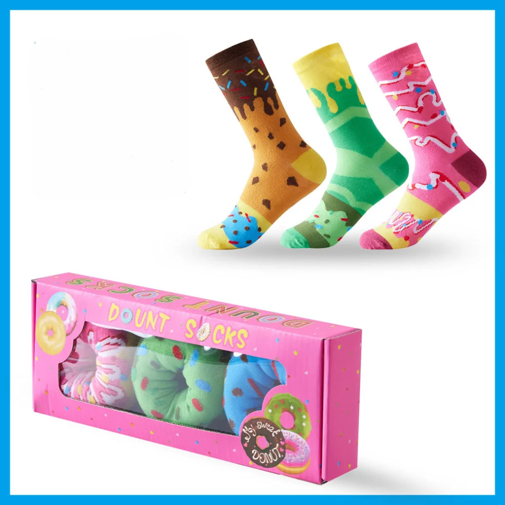 

Sweet Donut Gift Box Socks Trendy Socks Seasonal Cotton Socks Antibacterial And Deodorizing Socks Children's Sweat Absorbing Soc