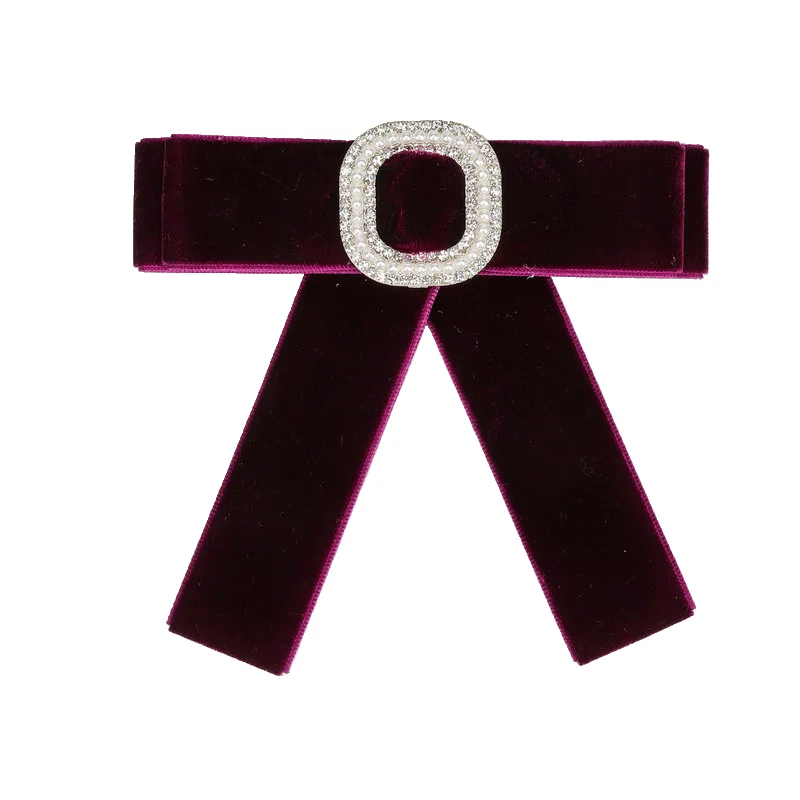 Vintage Fliege Samt Damen Perle Strass Quaste Brosche Chic Mädchen Eleganter Schmuck Weiße Hemden Kragen Pin Mädchen Krawatte Geschenk – Detail 4