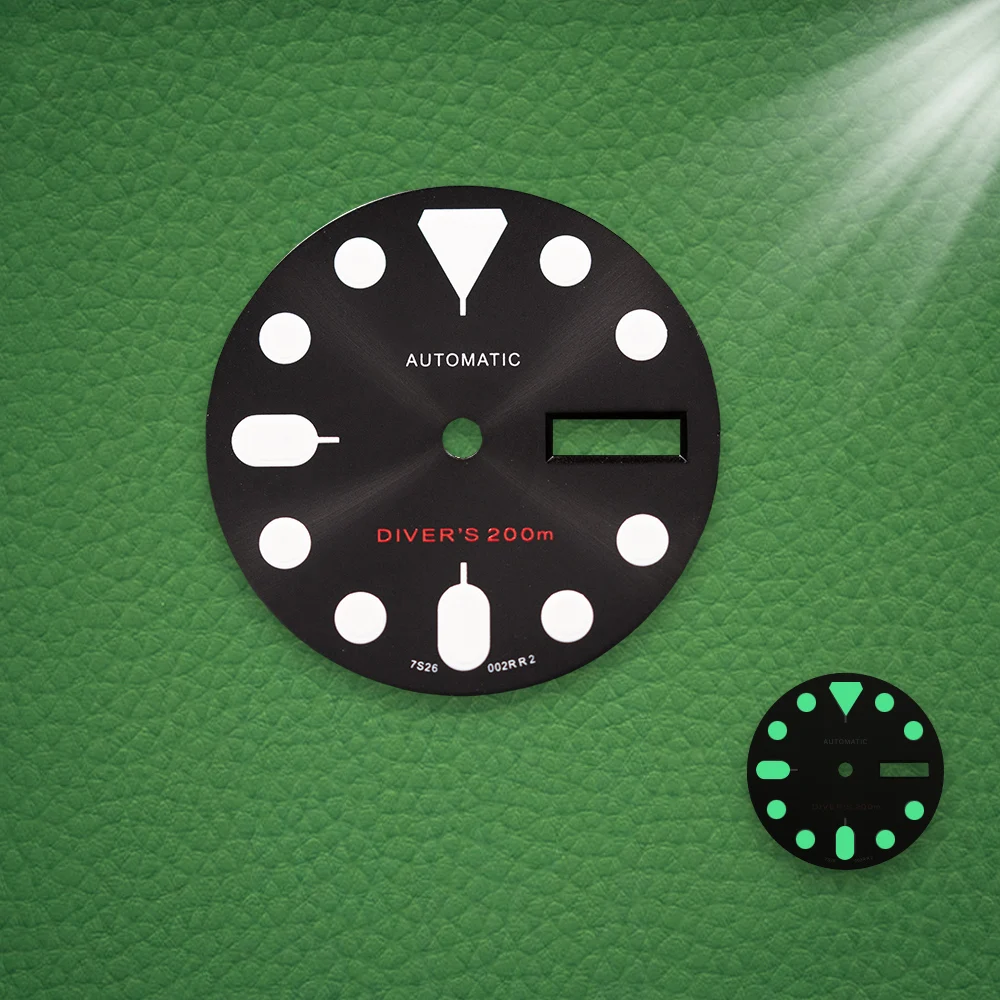 S Logo Dial 28.5mm NH36 Dial Fit NH35/NH36 Japanese Movement C3 Strong Green Luminous Watch Modification Accessories view 4