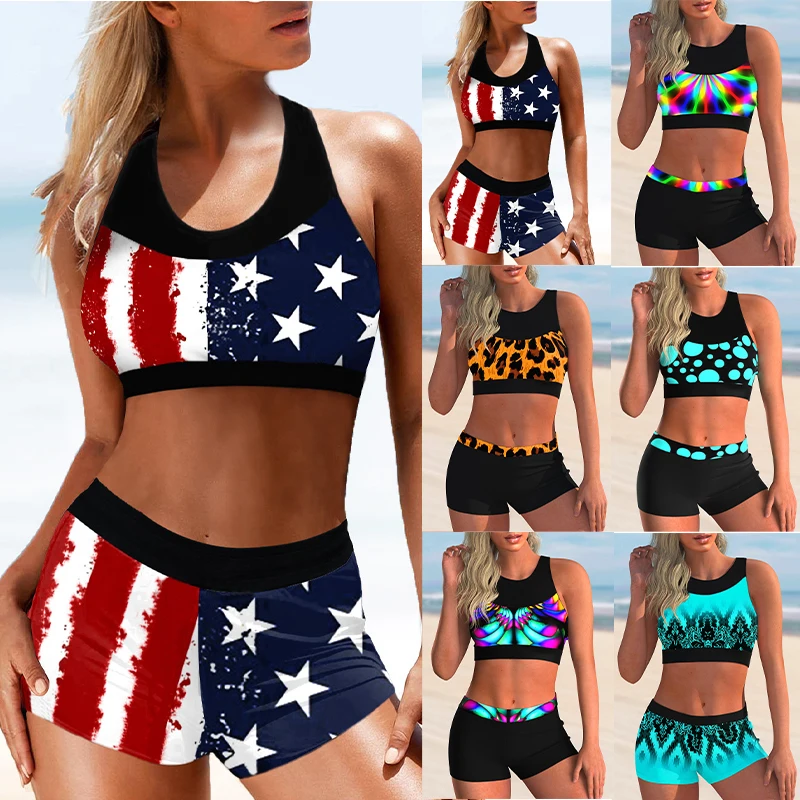 

2023 New Women's Two Piece Bikini Sexy Beach Swimwear Fashion Print Bikini Set Women's Summer Fashion Swimming Bikini Swimwear