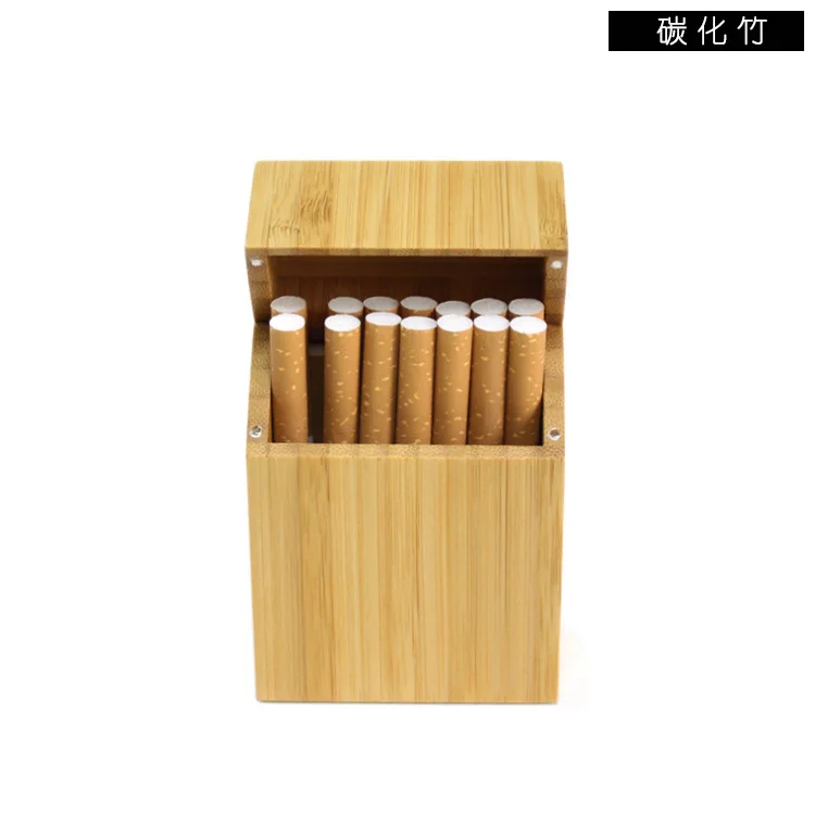 Portable Wood Cigarette Case Magnet Adsorption Slim Wooden Cigar Storage Box Solid Wood Cigarette Holder Smoker Men Dad Gift