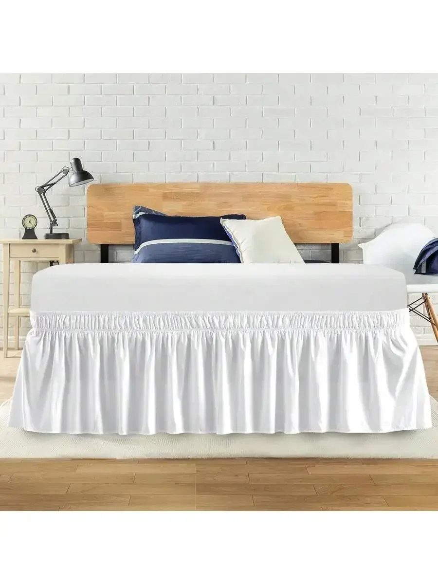

Queen Size Elastic Bed Skirt With Ruffles 14 Inch Drop Dust Ruffle For Adjustable Bed